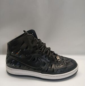 Nike Airforce 1 Black High-Top Cutout Leather Women's Sneakers.